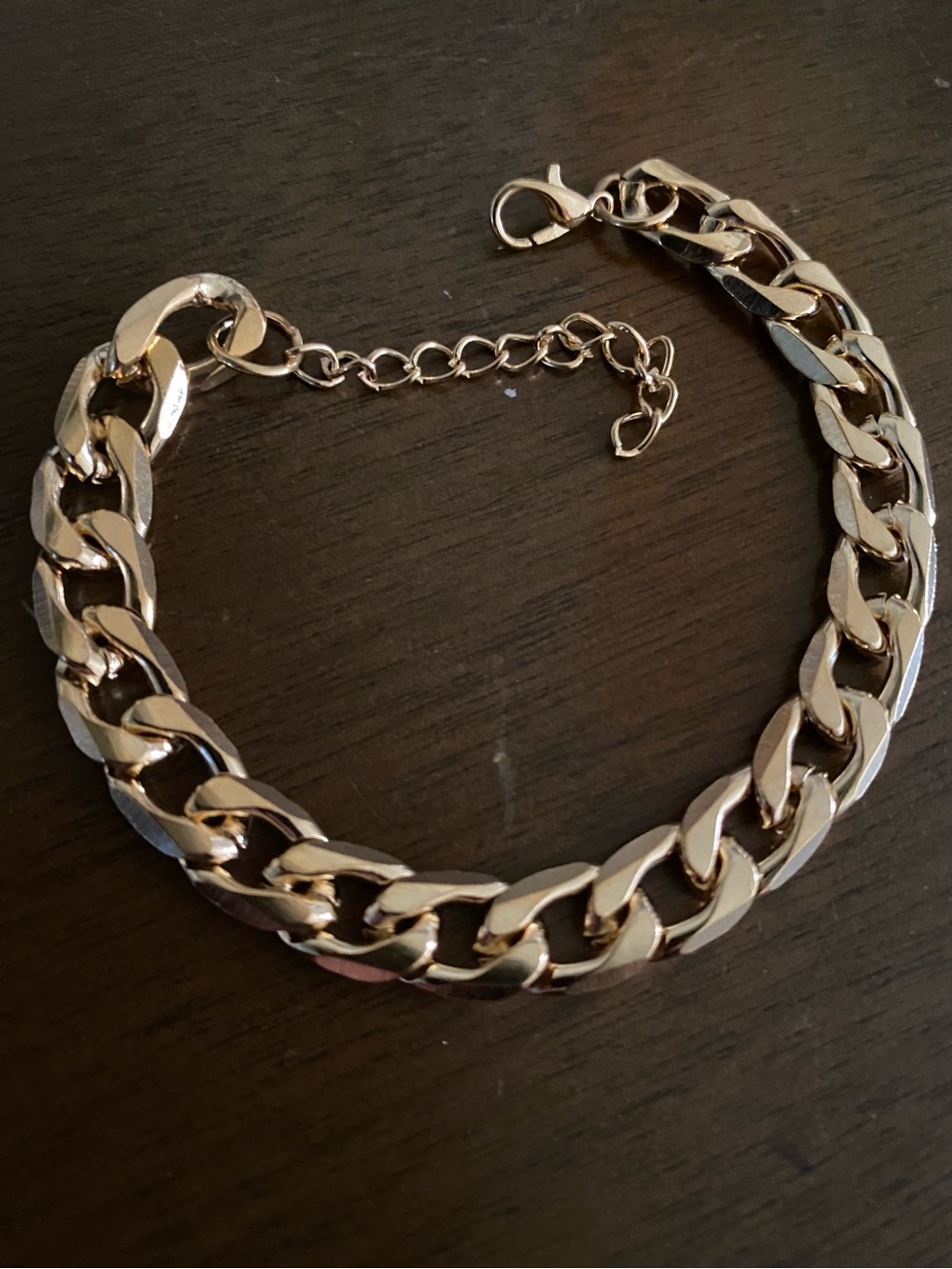 Polished Gold Link Bracelet with Adjustable Chain